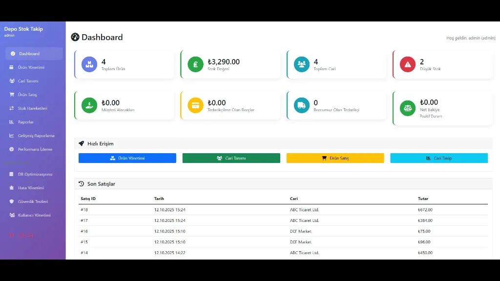 Depo Takip Sistemi – Web Tabanlı Stok ve Envanter Yönetim Yazılımı